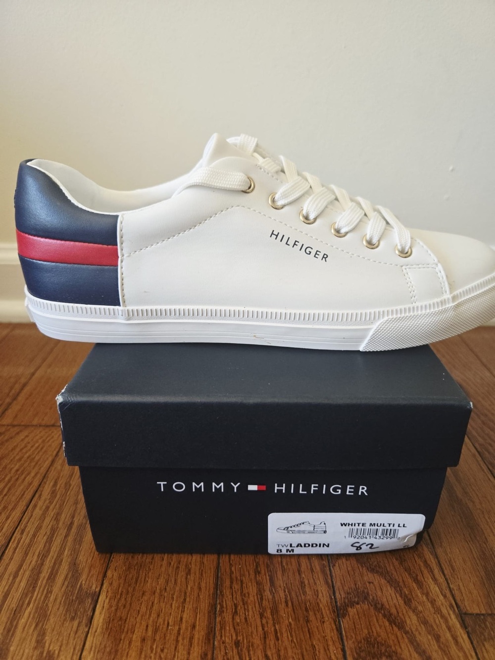 Tommy Hilfiger Shoes Women White Sneaker with Navy and Red Size US 8